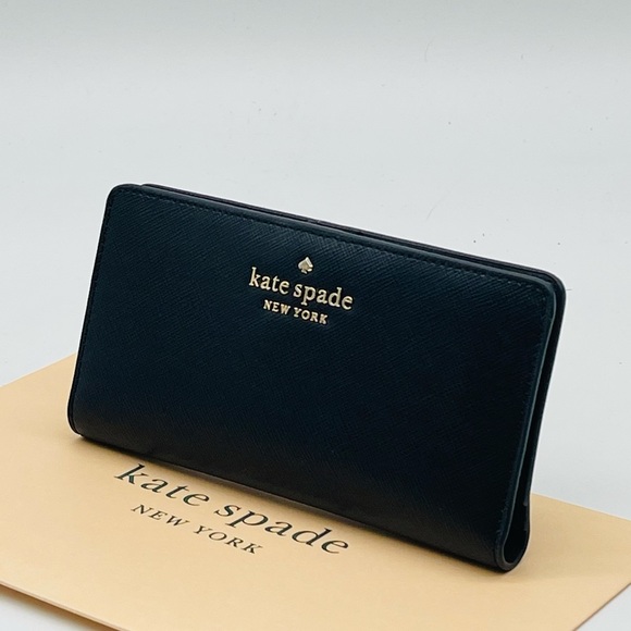 Kate Spade Staci Large Slim Bifold Wallet Black - Picture 4 of 7